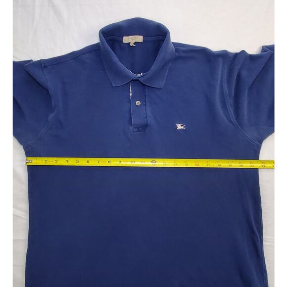 Burberry London Size M Mens Classic Polo Navy Cotton Nova Check Trim Ca11 - Picture 3 of 9